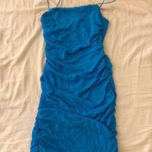 Hello Molly Electric Blue Ruched Mini Dress